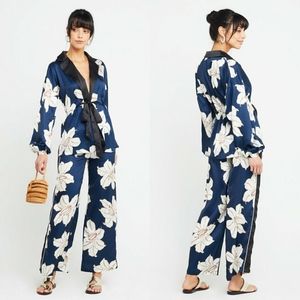 Zhu High Rise Floral Back Zip Pants